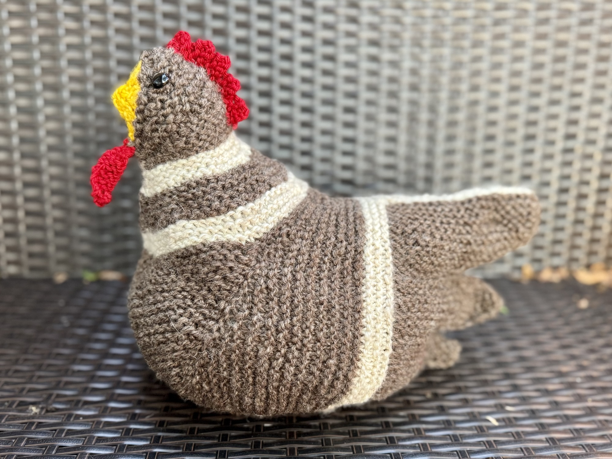 A Finished Emotional Support Chicken | My Tangled Yarn Knitting