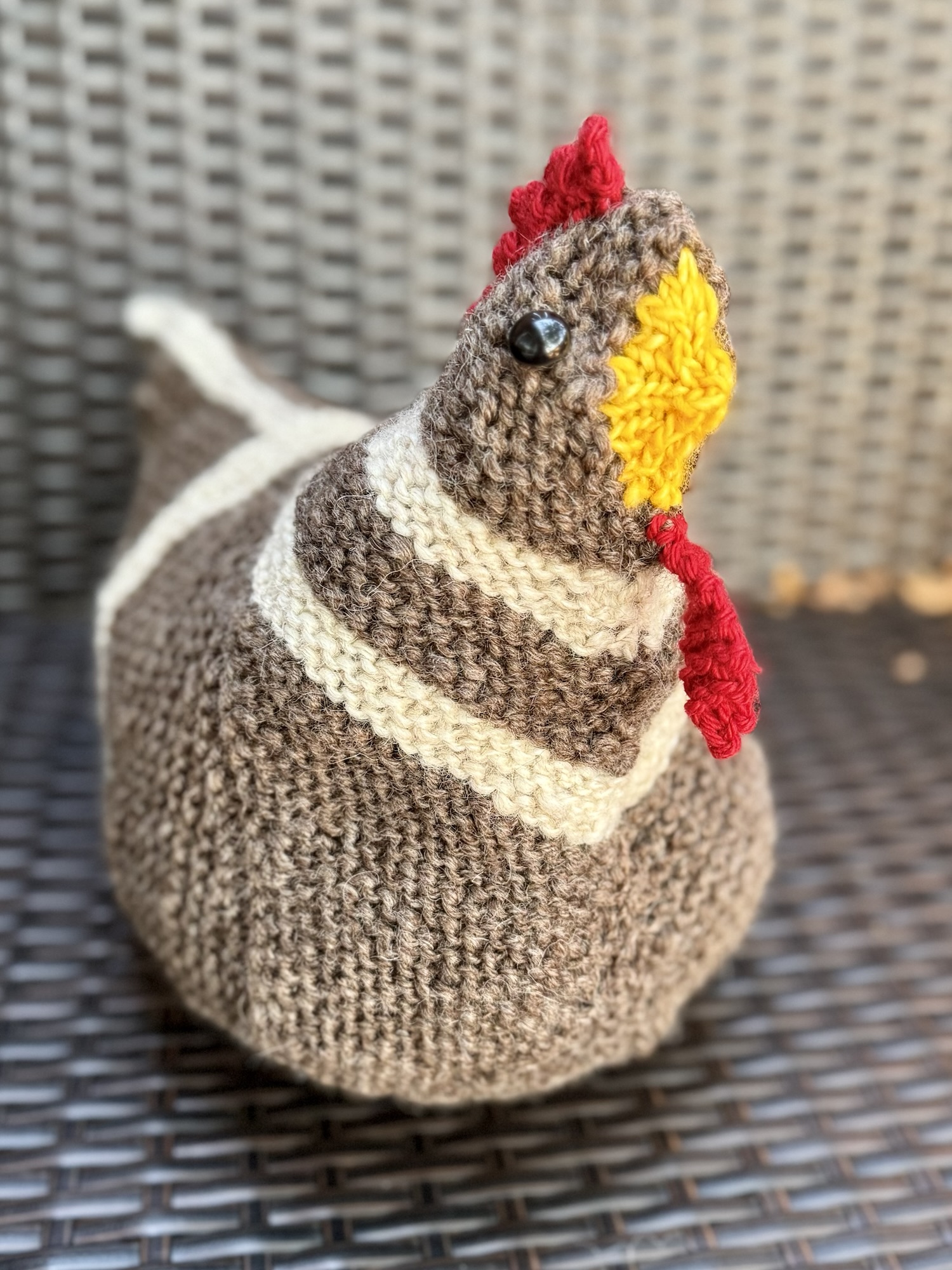 A Finished Emotional Support Chicken | My Tangled Yarn Knitting